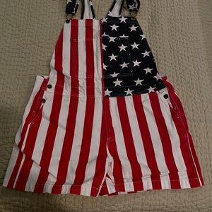 Denim Shortalls in USA Flag print - Chubbies in XL